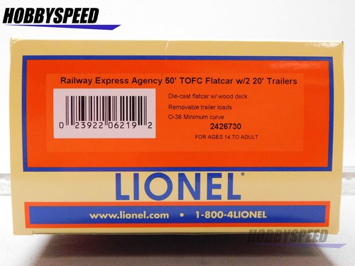 LIONEL RAILWAY EXPRESS AGENCY 50' TOFC FLATCAR W/2 20' TRAILERS O GAUGE 2426730 - Bild 11 von 11