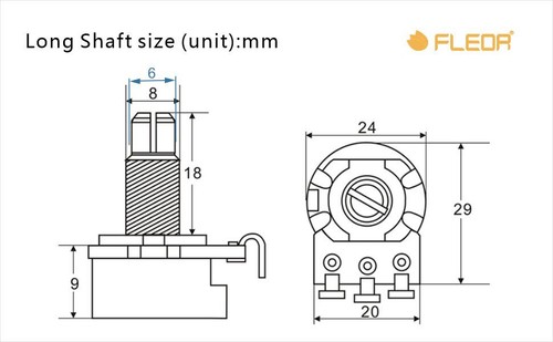 2x potenciómetro para bajo de guitarra eje largo olla de conmutación tono de volumen A B 250 500K - Imagen 13 de 17