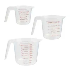 3-Piece Tapered Spout Nesting Plastic Measuring Cups Set, Clear