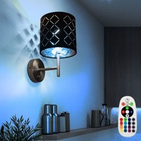 Wandlampe Wandleuchte Wohnzimmerlampe Stoff Dimmbar Fernbedienung Gold Rgb Led