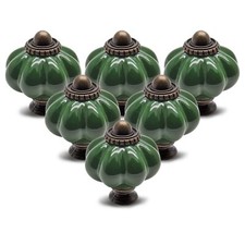 12pcs Dark Green Pumpkin Knobs Vintage Ceramic Cabinet Knobs Dresser Knobs Dr...
