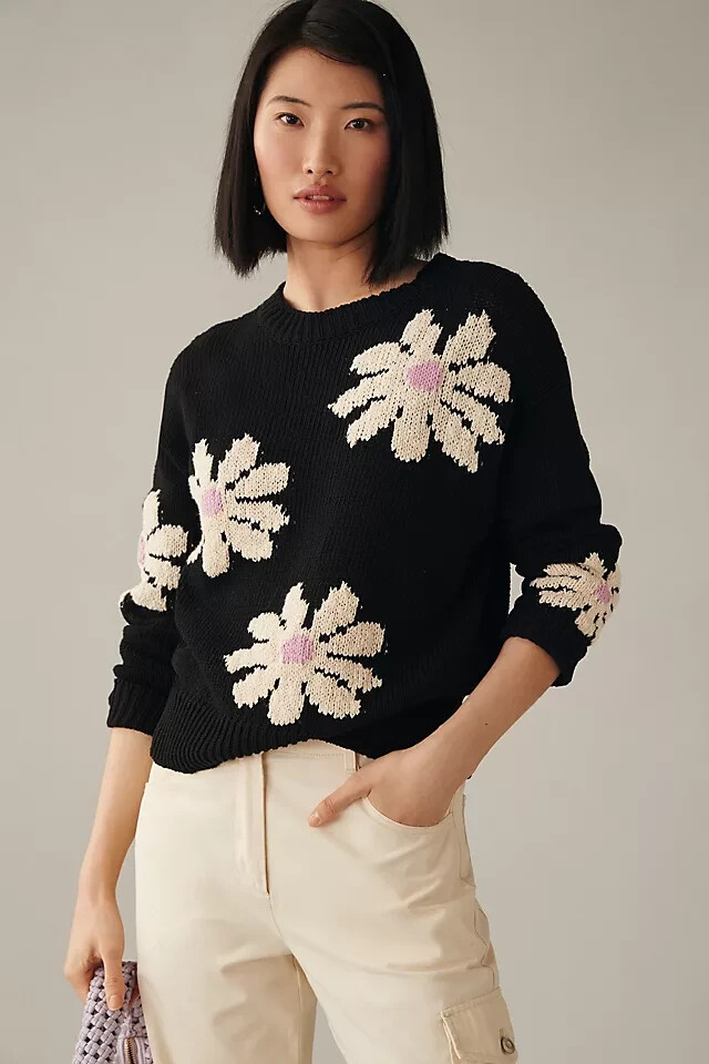 Essentiel Antwerp Dahlias Sweater Anthropologie Pullover Floral