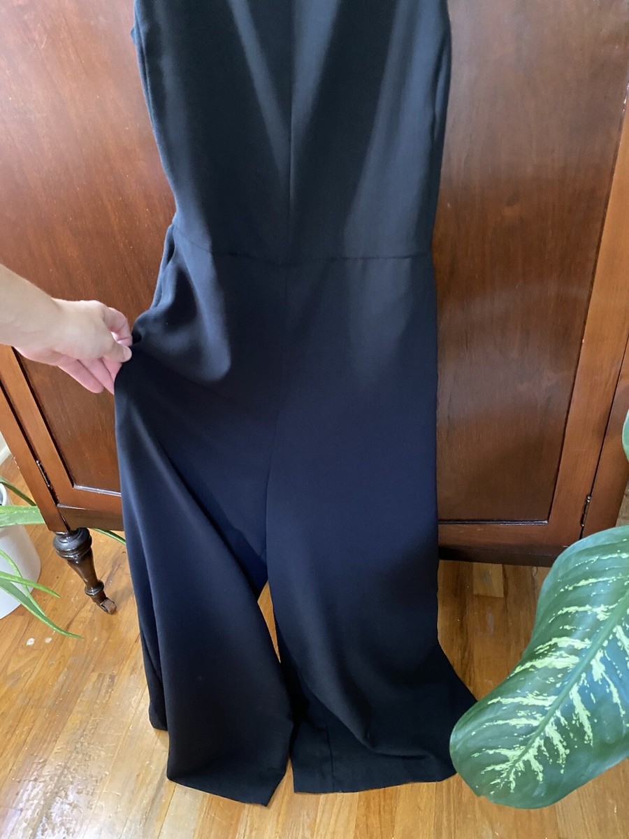 Women's Ellison Black Sleeveless Tie Back Wide leg Jumpsuit Size S