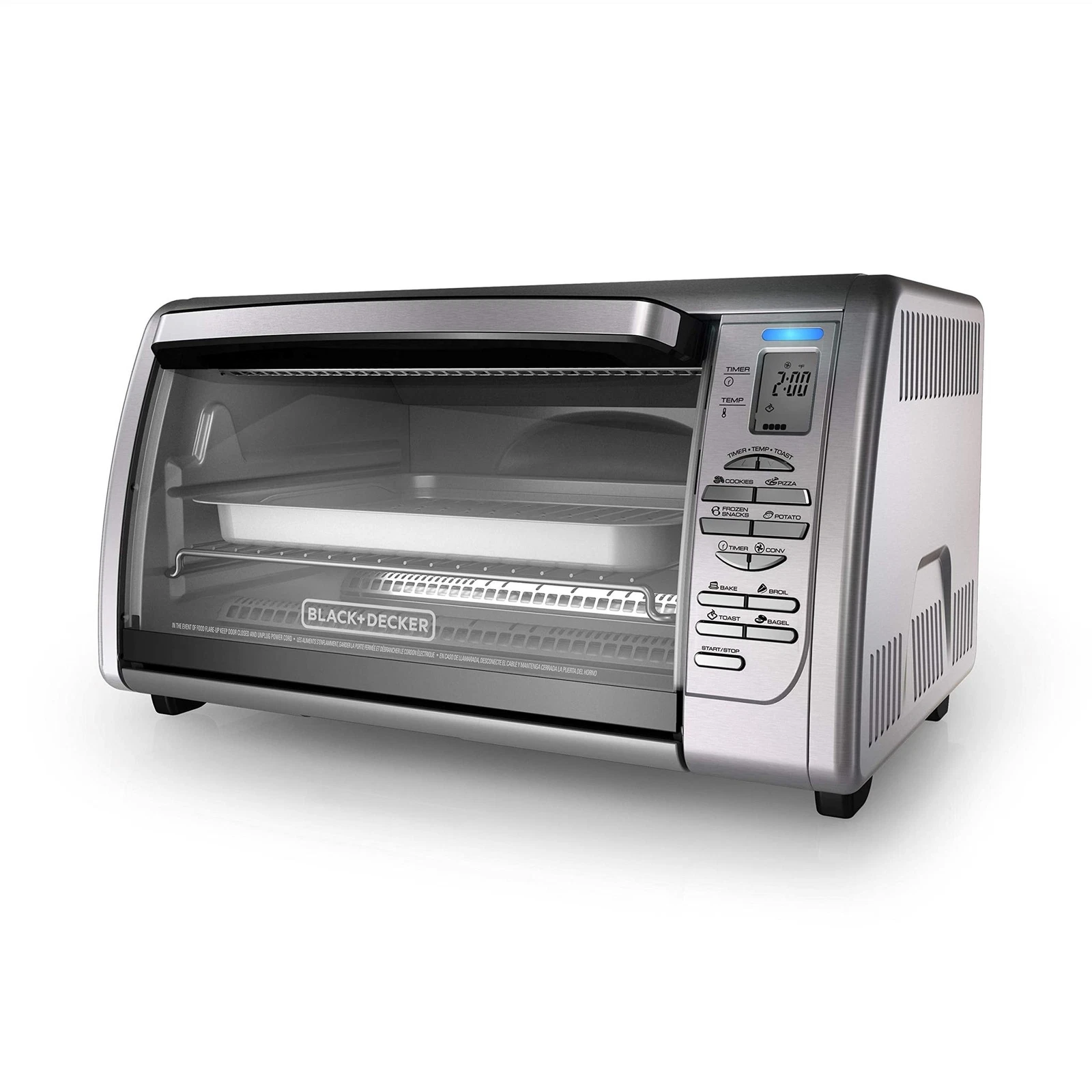 Black+Decker Countertop Convection Toaster Oven, 8 One-touch Cooking Functions,