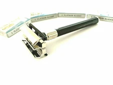 OLD SCHOOL BARBER SAFETY RAZOR  + 20PCS DOUBLE EDGE RAZOR BLADES MENS SET NEW
