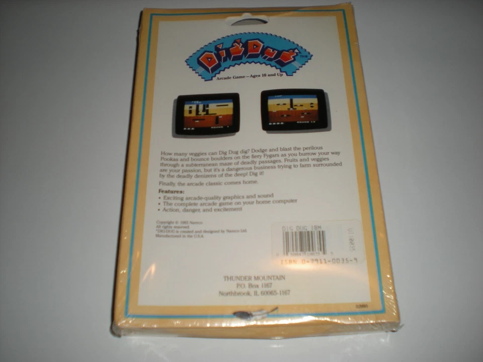 Dig Dug game for early IBM PC by Thunder Mountain. DigDug. Rare sealed package. - Image 3 of 4