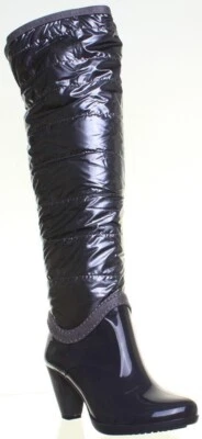 Femmes Bout Rond Chaud Doublure à Talon Caoutchouc Bottes en Gris Taille UK 2- 8 - Photo 1/4