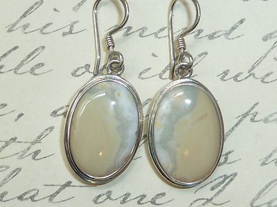 Vintage Pair Of Sterling Dangle Earrings 20 X 13mm Oceanic Jasper, Konder #1088