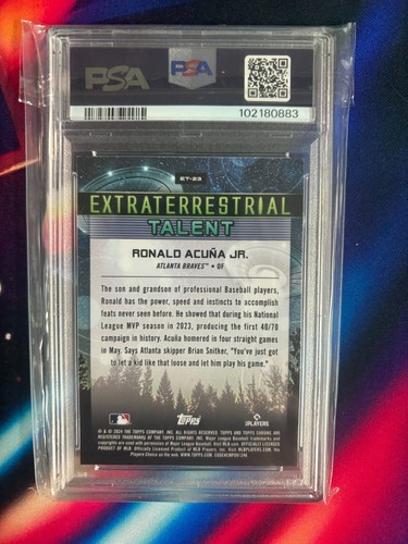 2024 Topps Cosmic Chrome Ronald Acuna Jr. Extraterrestrial Talent #ET23 PSA 9 - Picture 2 of 2