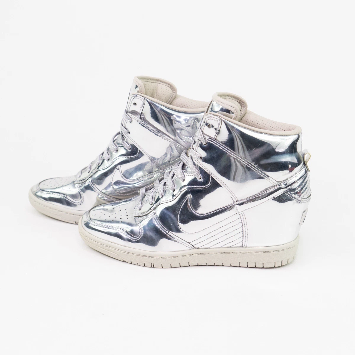 Smelten teksten uitvoeren Nike Dunk Sky Hi High Hidden Wedge Heel Metallic Liquid Silver Womens 7  RARE | eBay