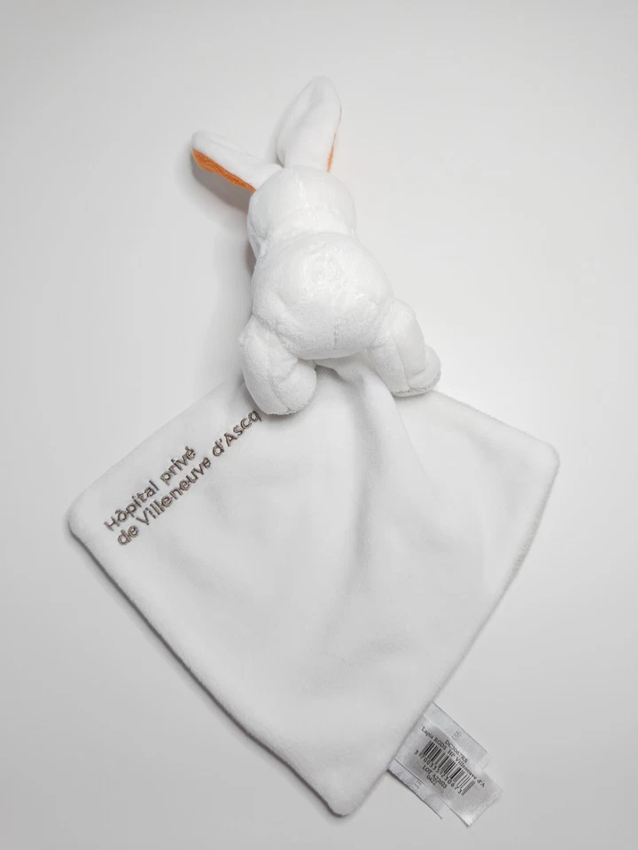 Doudou Et Compagnie Lapin Blanc Gris Orange Plat Hôpital Privé Villeneuve D'Ascq - Photo 4/4