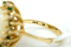 14k Yellow Gold Ring w 14.4mm x 11.8mm Opal + 1/3cttw Diamond & Emerald Halo — photo 5