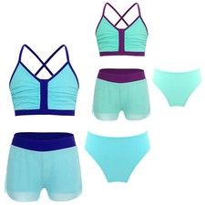 Girls Swimsuit Surfing Bathing Suit Water Park Swimwear Bikini 3PCS Summer