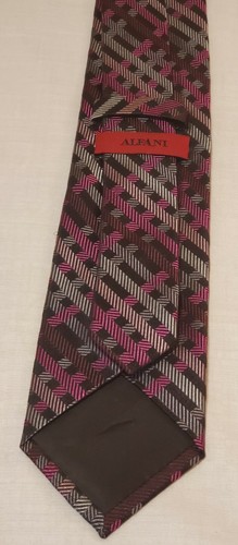 Alfani Men's Multicolored Striped Skinny Dress Necktie 100% Silk L 59" W 3 3/4" - Picture 5 of 5