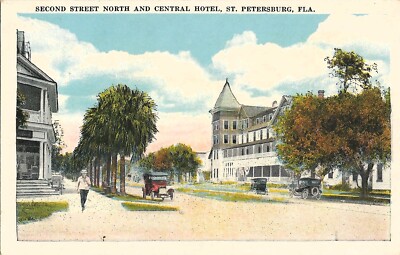Old Postcard - Second St. North And Central Hotel - ST. Petersburg FL