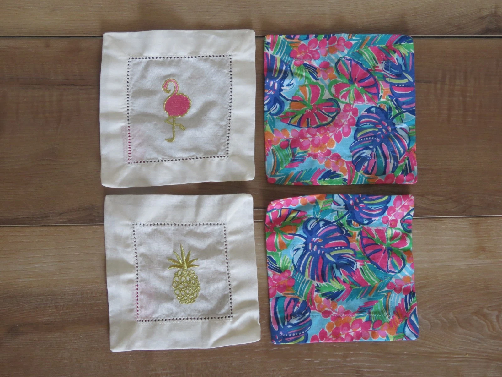 Lilly Pulitzer Exotic Garden Floral Embroidered Cocktail Napkins