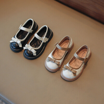 Girls' Stylish Pu Leather Shoes Girls' Soft Soles Fashion Princess Loafers Shoes