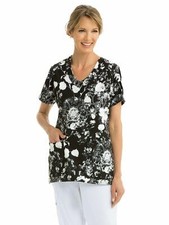 Grey's Anatomy Women's Signature Printed Top Super Soft Medical Scrub Top Small