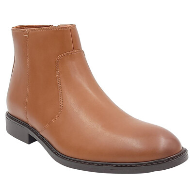Alfani Men's Liam Side-Zip Ankle Boots | Brown Faux Leather | 10M