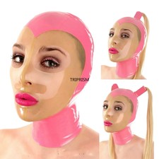 Rosa Latex Haube Transparent Gesicht Gummi Ma...