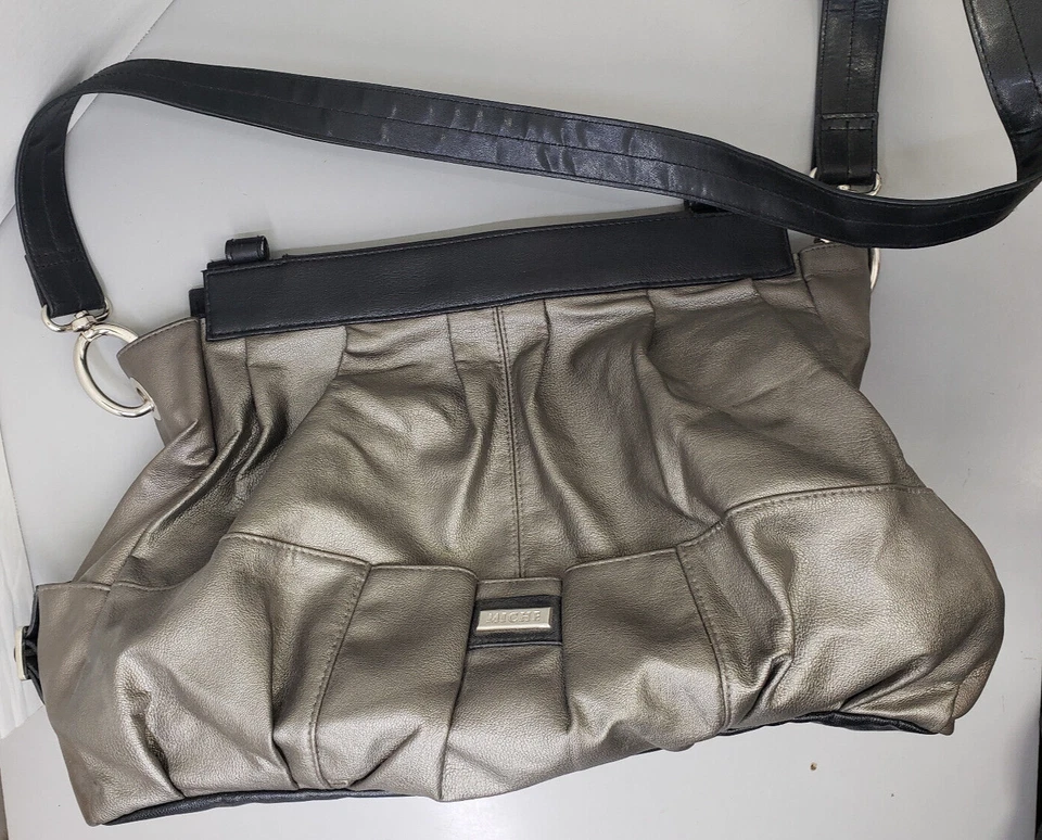 Bolsos de estanho e prata preta Miche Prima plissados com forro (?), alça... - Imagem 2 de 4