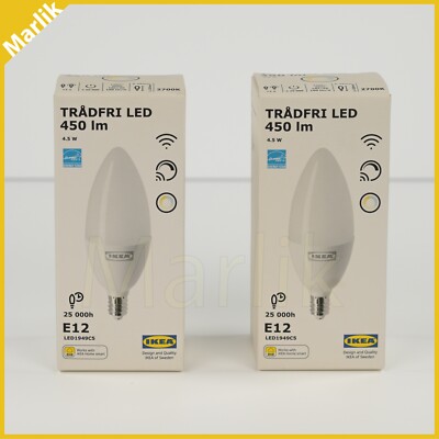 Set of 2 IKEA TRADFRI LED 450 lm E12 wireless Dimmable white spectrum 905.187.34
