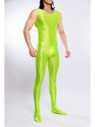 Men Glossy Full Body Bodysuit Lingerie Jumpsuit Round Neck Leotard AU - Picture 35 of 82