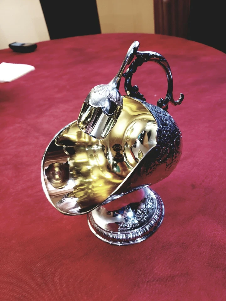 Vintage E.P. ZINC silver plated Allou Sugar Scuttle with Gold Wash. Scoop incl. - Image 2 of 4