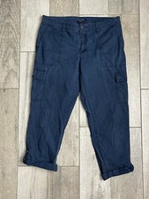 Tommy Hilfiger Cropped Roll Tab Cargo Pants Womens Size 8 Blue Mid Rise 32X24