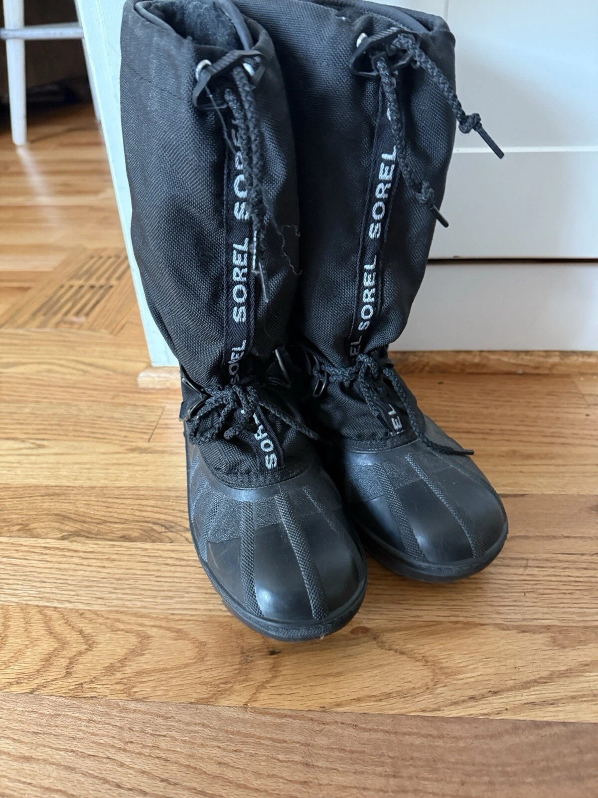 Sorel Lined Winter Snow Boots Men's Size 6 Black Liners Lace Front