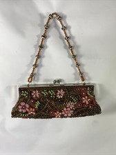 Vintage Handmade Multicolor Beaded Purse With Beaded Handles