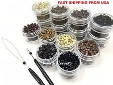 Silicone Lined Micro Rings Link Crimp Beads Hair Extension I tip Free Hook /Loop