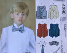 232 MCCALL'S 4290 CHILDREN'S BOY VESTS, CUMMERBUND, BOW SIZE 10, 12 , 14
