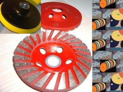 4'' Diamond Resin Polishing Pad 40 + 4 Grinding Cup Masonry floor stone concrete 