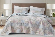 Chezmoi Collection Holly 3-Piece Cotton Quilt Set - King Size