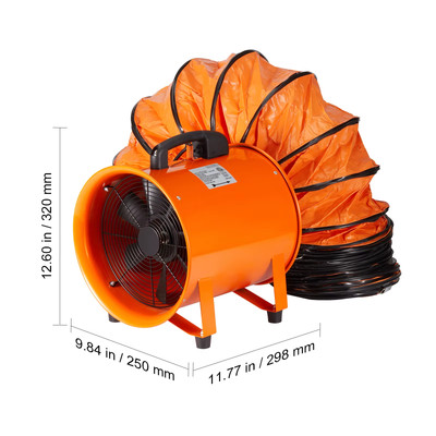 VEVOR 8Inch Exhaust Fan Industrial Ventilation Fan with 10M/5M PVC Duct Hose 145