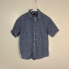UNTUCKit Shirt Mens Small Blue Jean-Louis Short Sleeve Floral Cotton Button Up