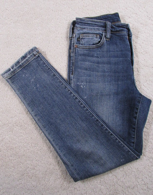 Size 3 Judy Blue Boyfriend Fit Dark Blue Distressed Jeans Detailed Fleck Accents