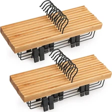 TOPIA HANGER Pants Hangers 20 Pack, Bamboo Clothes Hangers with Black Clips and 
