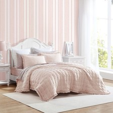 Laura Ashley Twin Quilt Set Ultra Soft Bedding Matching Sham Ruffled Pink Room