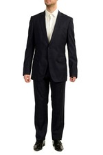 Hugo Boss Men's "Huge6/Genius5" Slim Fit Blue 100 Wool Plaid Suit US 42L IT 52L