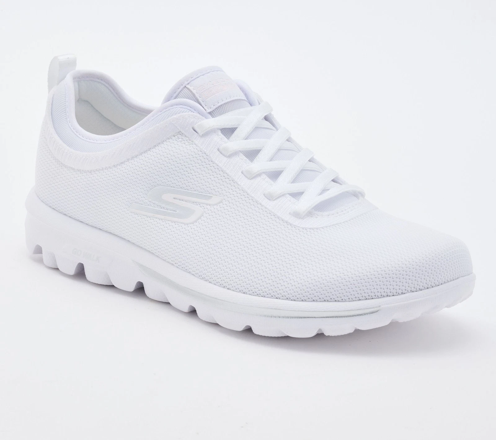 Skechers GO WALK Travel Fixed Lace Shoes Cynthia White 7/M New