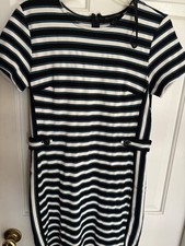 Banana Republic Blue & Black & White Striped Short Sleeve Dress Size 8