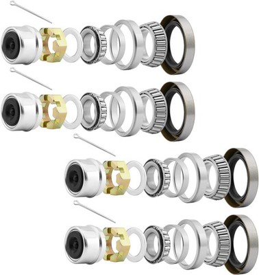 4x Trailer Bearings Kit L68149 L44649 3500lb 1-1/16''-1-3/8'' Axle with Seal & Cap