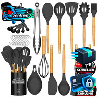 KüChenhelfer Set 24 StüCk Silikon Kochbesteck Mit Utensilienhalter Schwarz