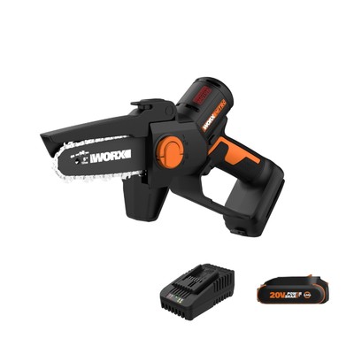 Worx Nitro 20V 5'' Cordless Brushless Chainsaw 2.0 Mini Chainsaw, Black,orange 
