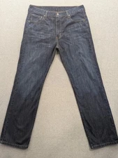 Levis 569 Jeans Mens 34x34 Blue Dark Wash Loose Fit Straight Leg Denim