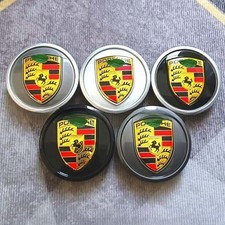 Porsche Wheel Center Cap Glossy Black Shiny Silver Original Stylehood Emblem