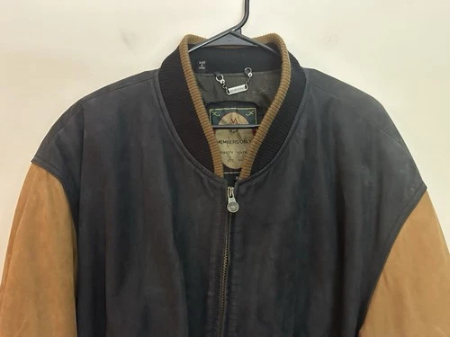 Members Only Vintage Leather Bomber Jacket XL Black Tan Excellent Condition image 5