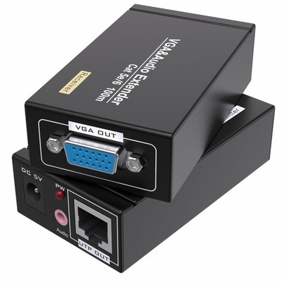 VGA Cat5e Cat6 Extender 300ft Video Repeater Over Ethernet Cable, up to 100m,...